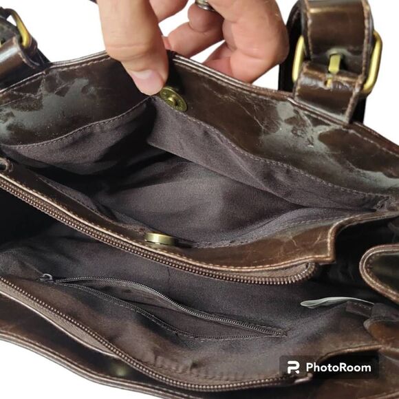 Simple Vintage Vegan Leather Brown Bag - Picture 9 of 11